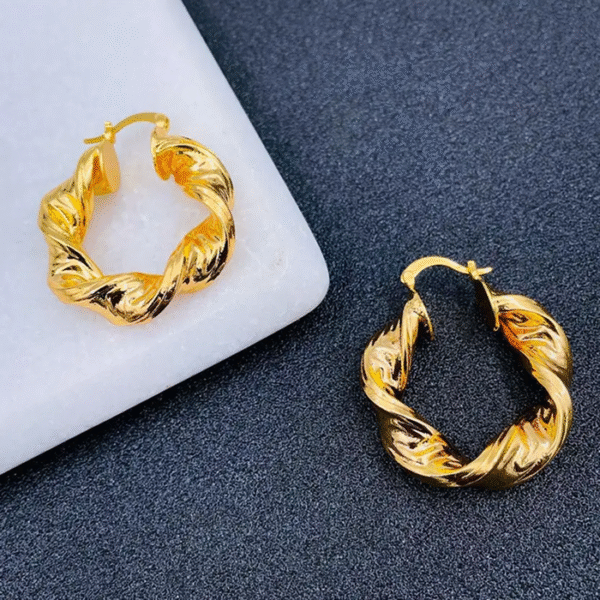 Curly Twisted Chunky Gold-Plated Hoop Earrings