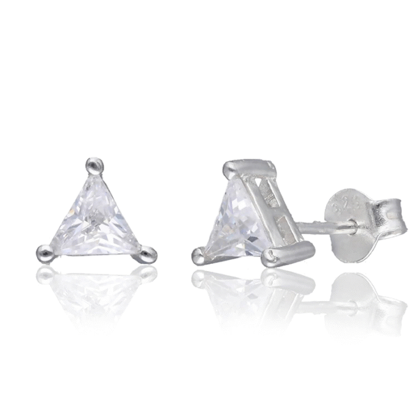Rhodium-Plated Sterling Silver Cubic Zirconia Stud Earrings