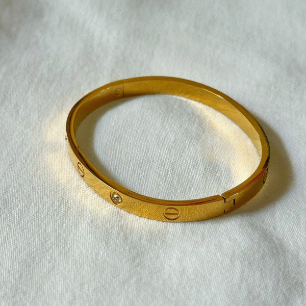 Gold-Plated Stainless Steel Diamond Love Bracelet