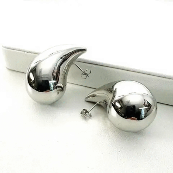 Dual-Tone Teardrop Stud Earrings