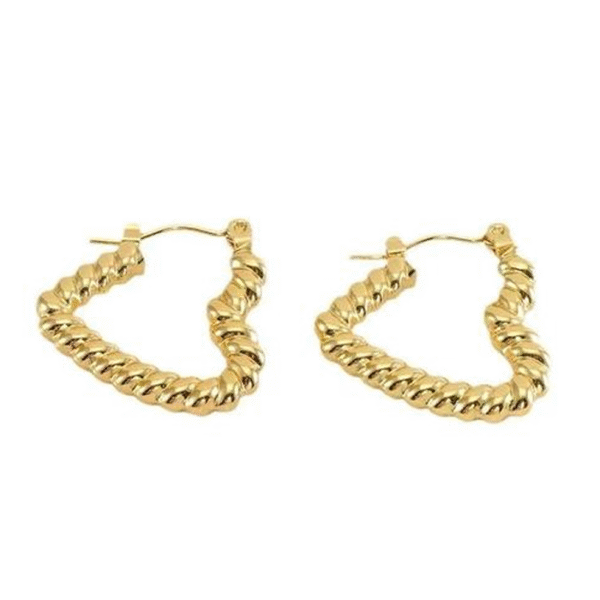 Gold-Plated Heart-Shaped Hoop Earrings