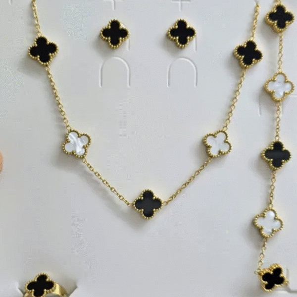 Gold-Plated Black Clover Necklace