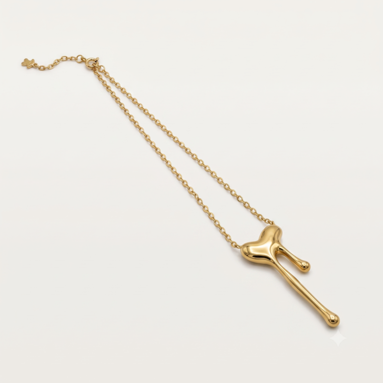 Golden Abstract Drip Pendant