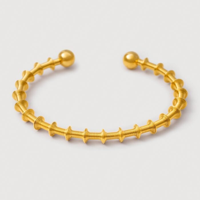 Golden Textured Beaded Bracelet