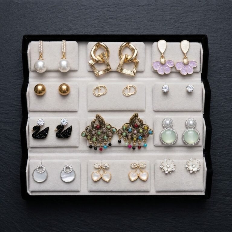 Golden and Silver Fashion Earrings Set for Parties and Weddings
