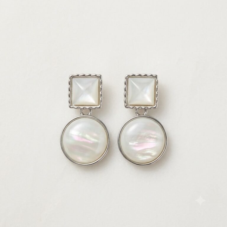 Silver White Pearl Drop Earrings