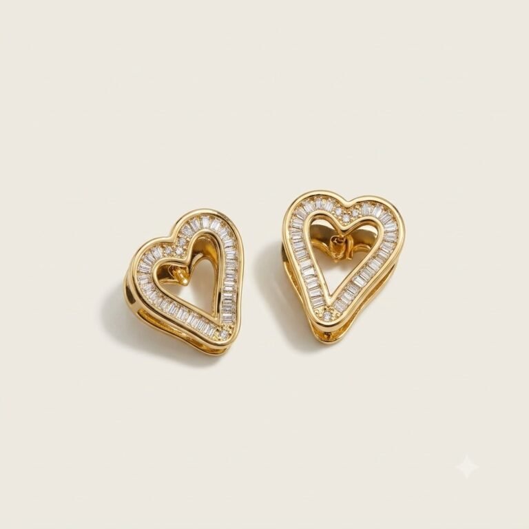 Golden Heart Stud Earrings