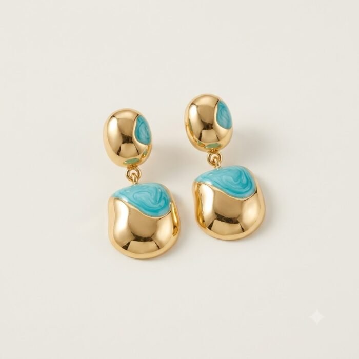 Golden Turquoise Drop Earrings