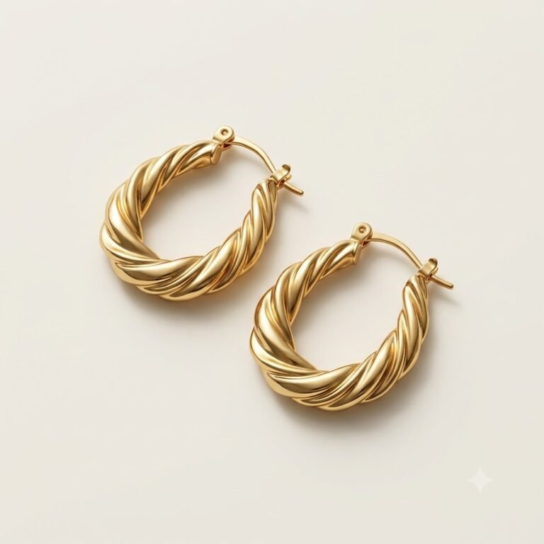 Golden Twisted Hoop Earrings