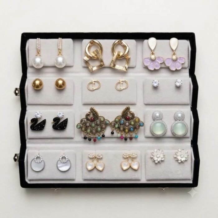 Golden and Silver Fashion Earrings Set for Parties and Weddings
